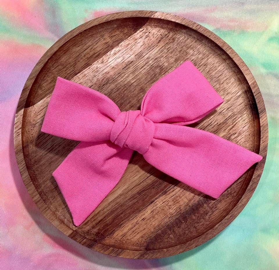 Flamingo Pink Linen 5in Hand Tied
