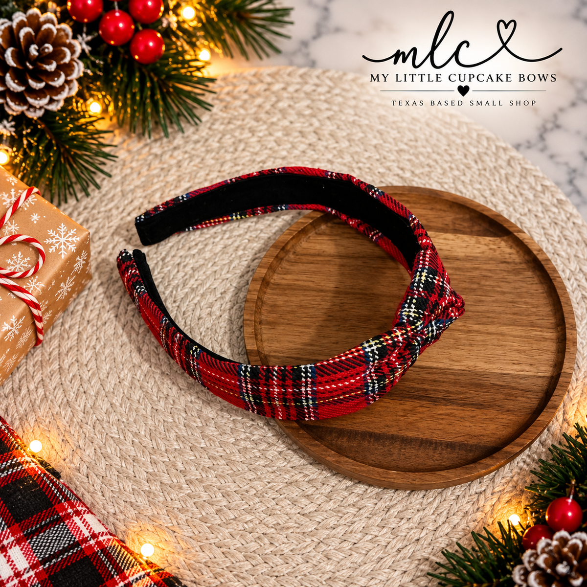 Classic Red Tartan Plaid Flannel Headband