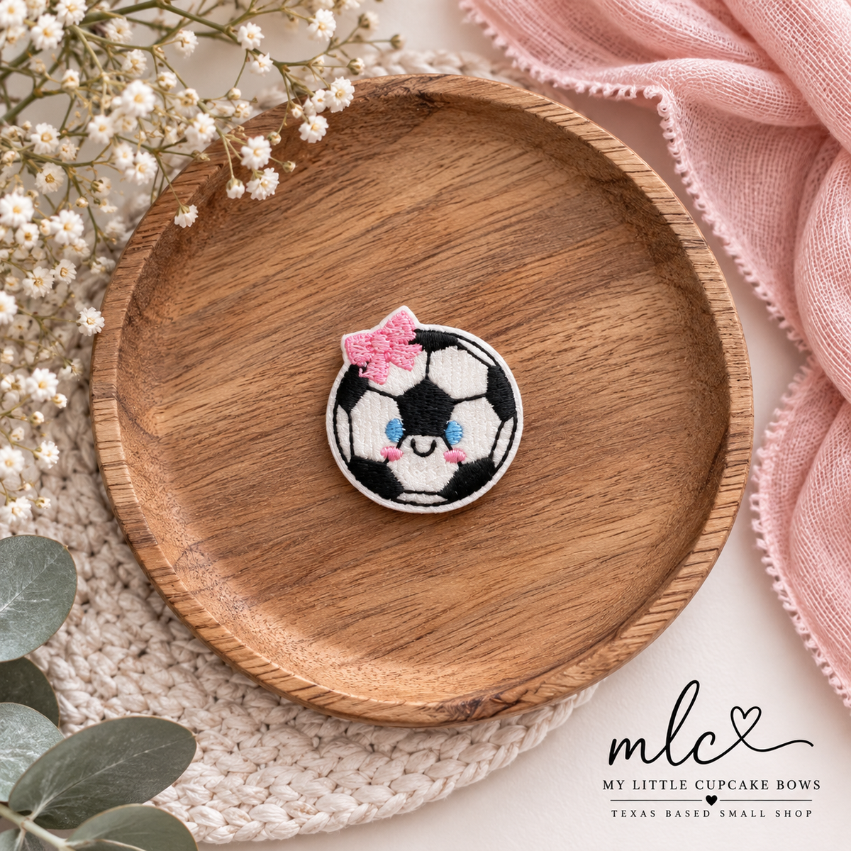 Happy Soccer Ball Feltie Clip