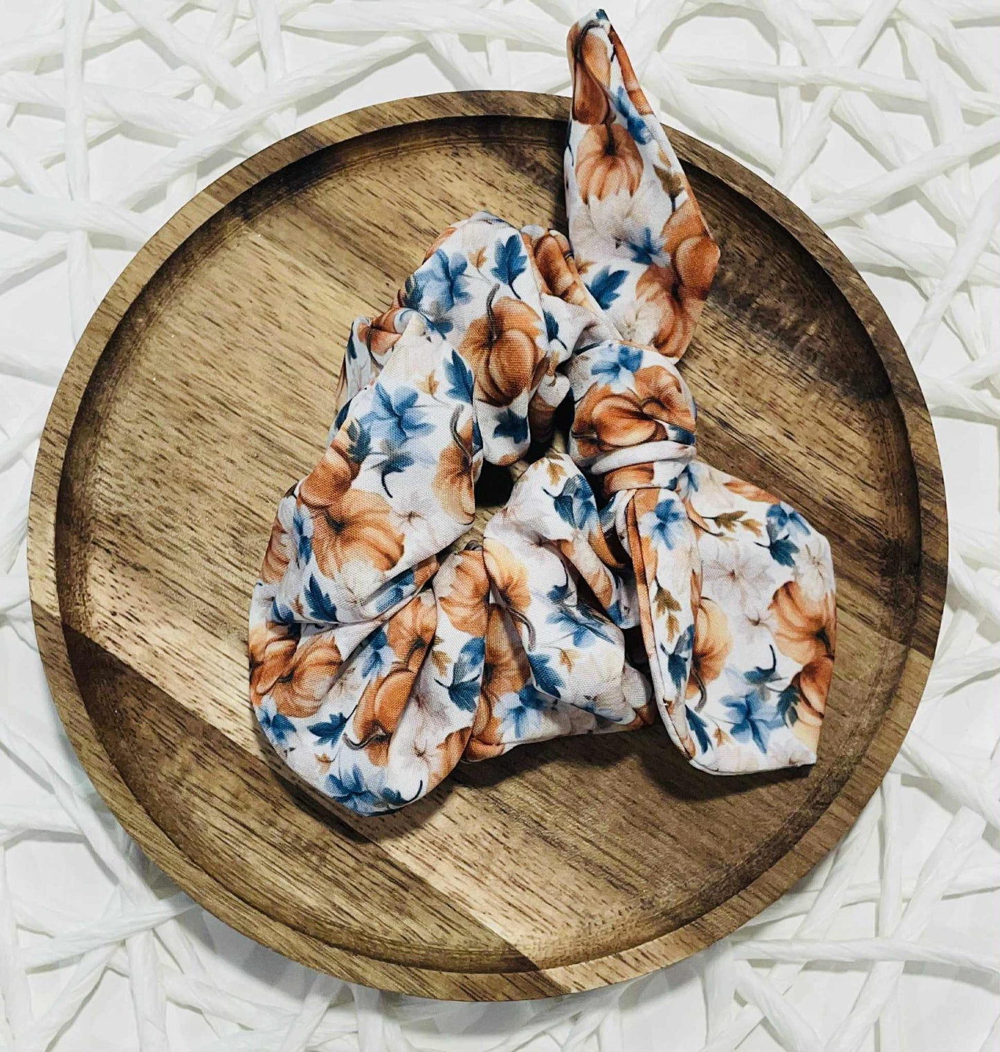Pumpkins & White Floral Scrunchie