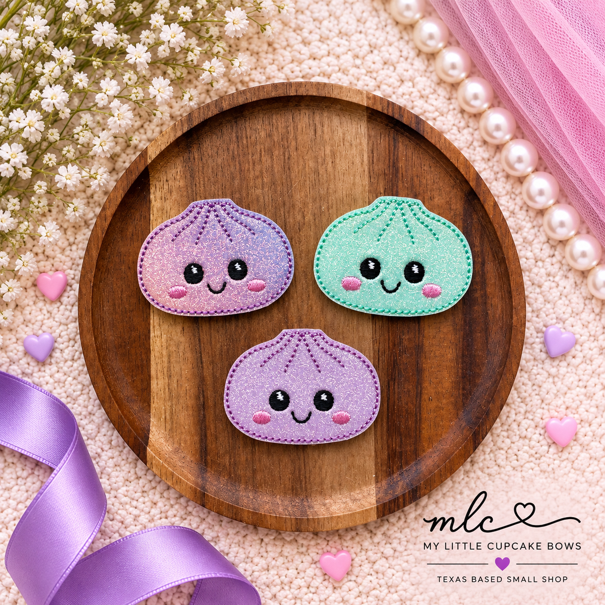 Dumpling Sparkly Feltie Clips