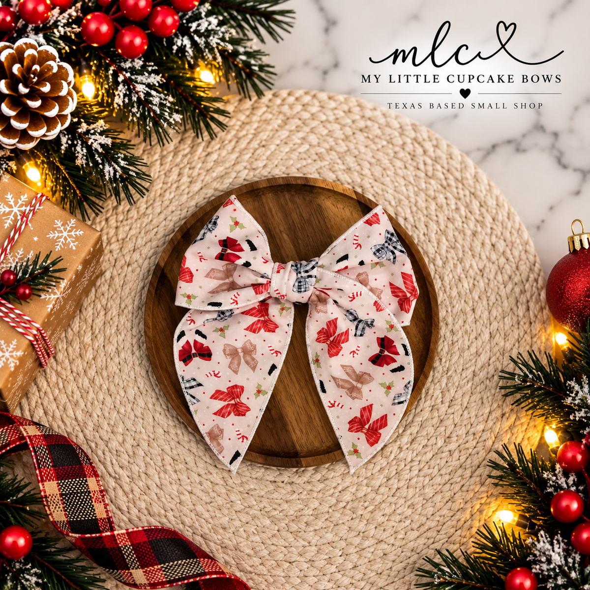 Christmas Bows Serged Bow