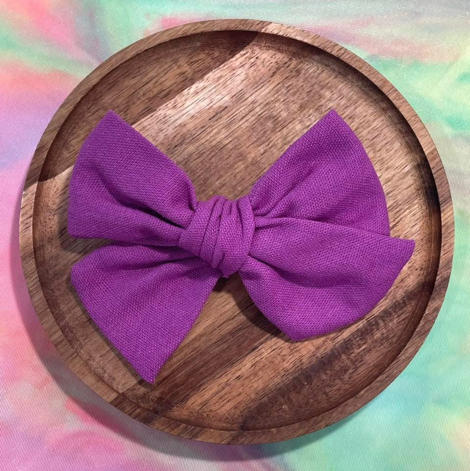 Purple Linen 5in Hand Tied
