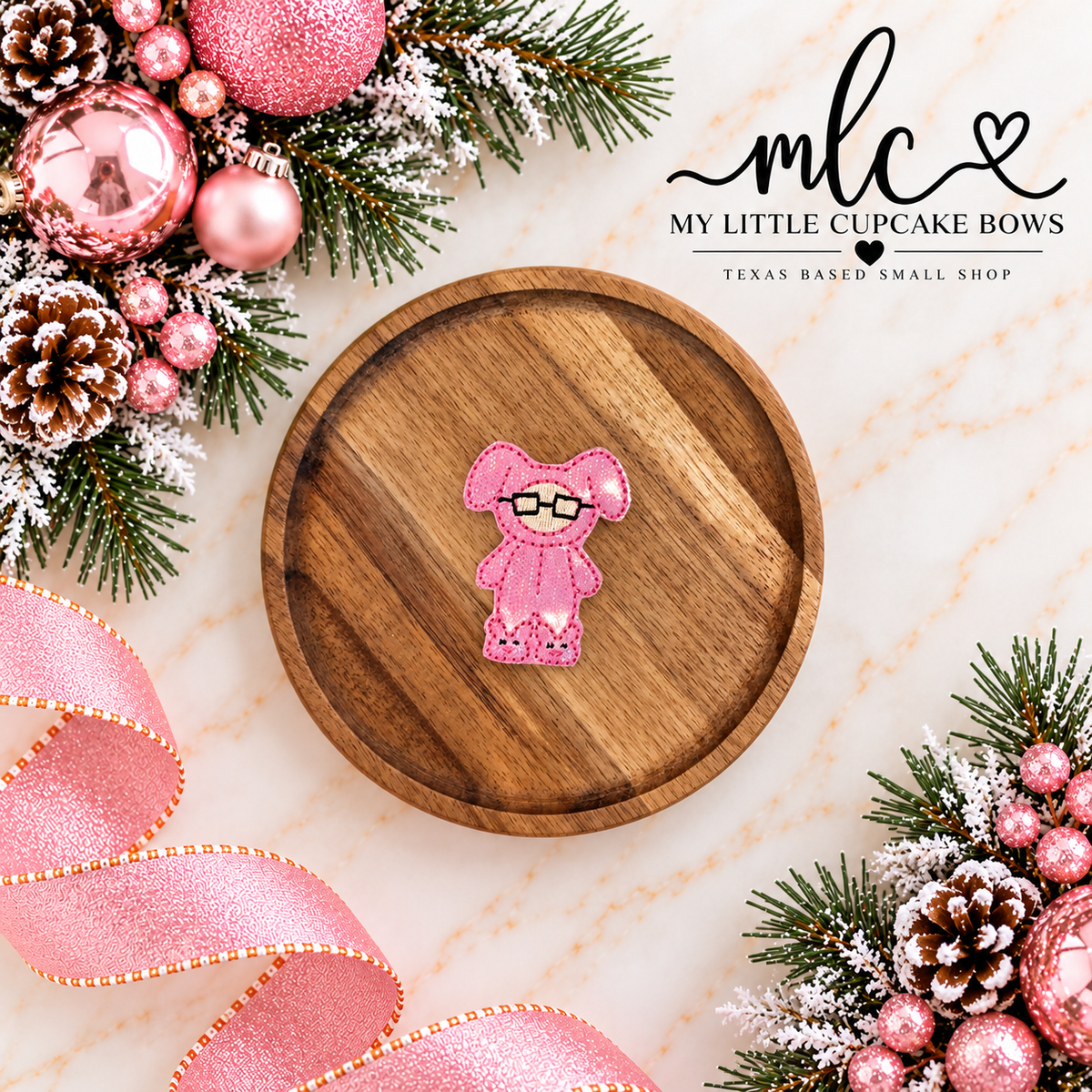 Pink Bunny Boy Feltie Clip