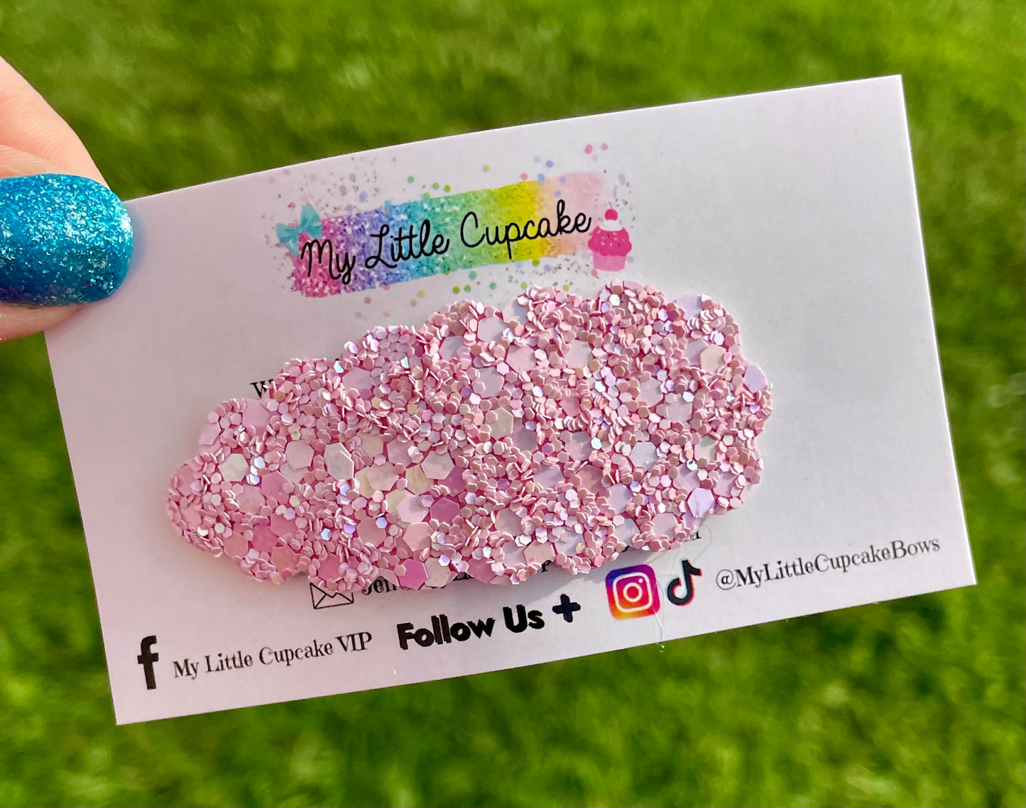 Light Pink Glitter Snap Clip