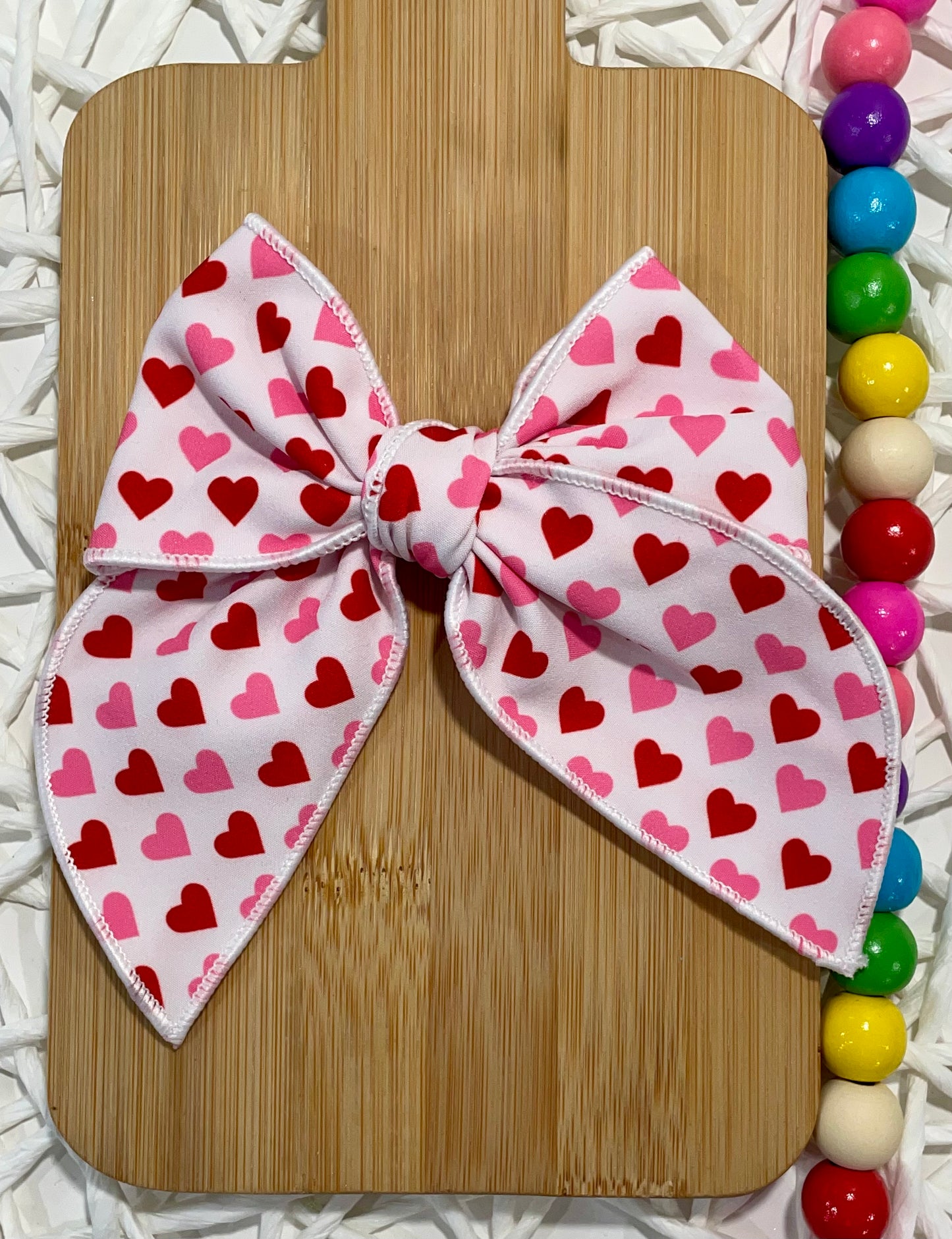 Pink & Red Hearts 4.5in Serged