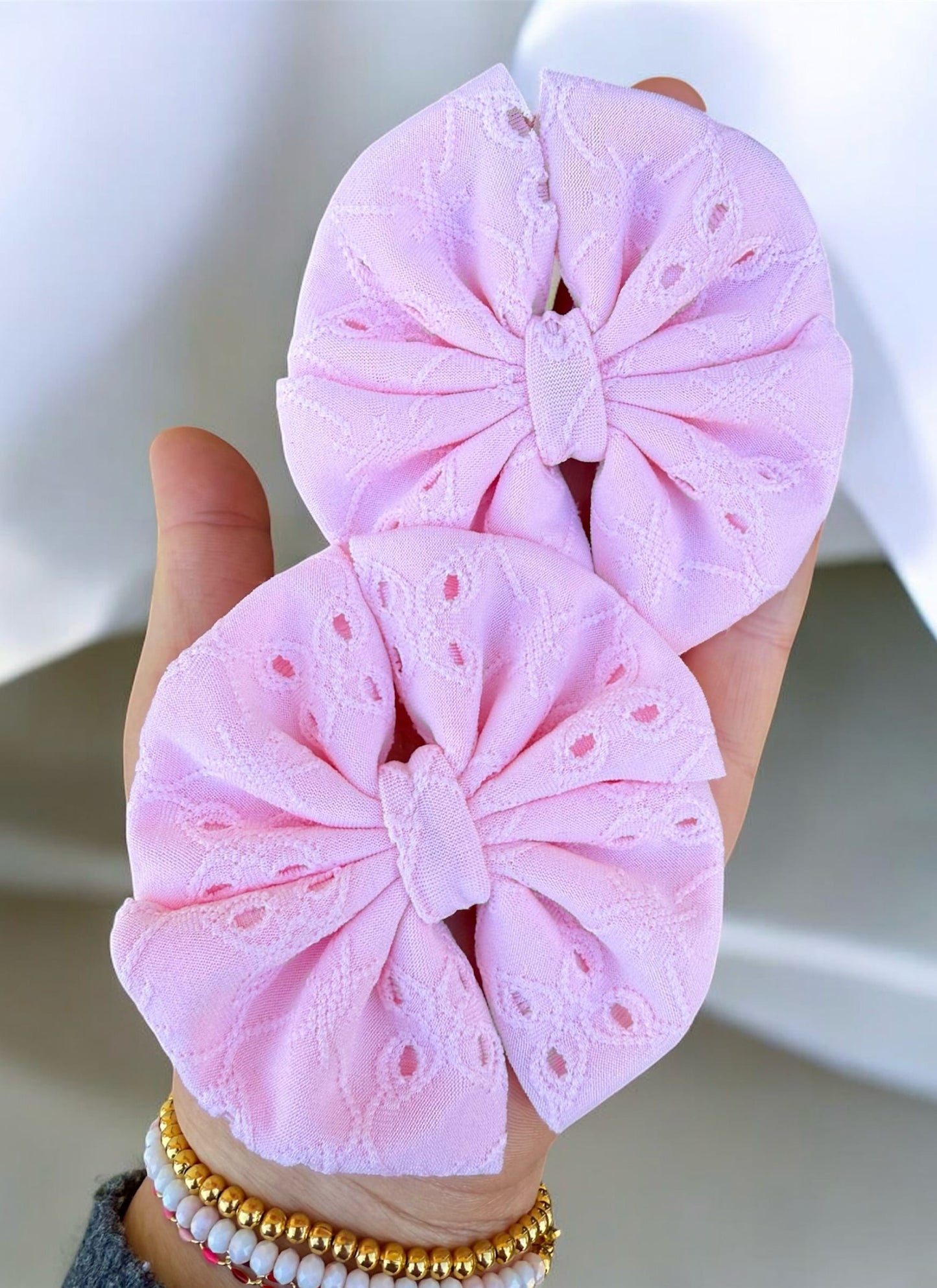 Pink Eyelet Fabric