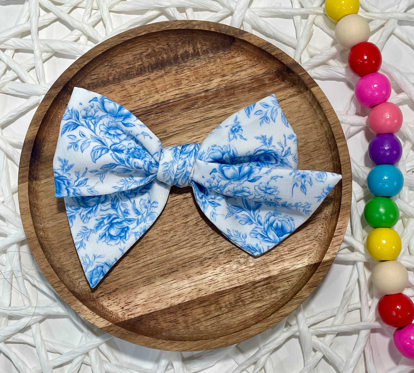 Blue Vintage Floral 5in Hand Tied