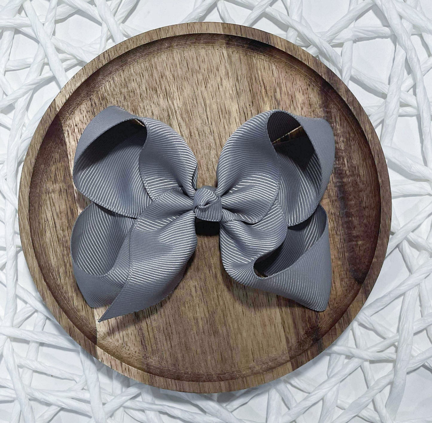 Solid Silver 4in Ribbon Bow