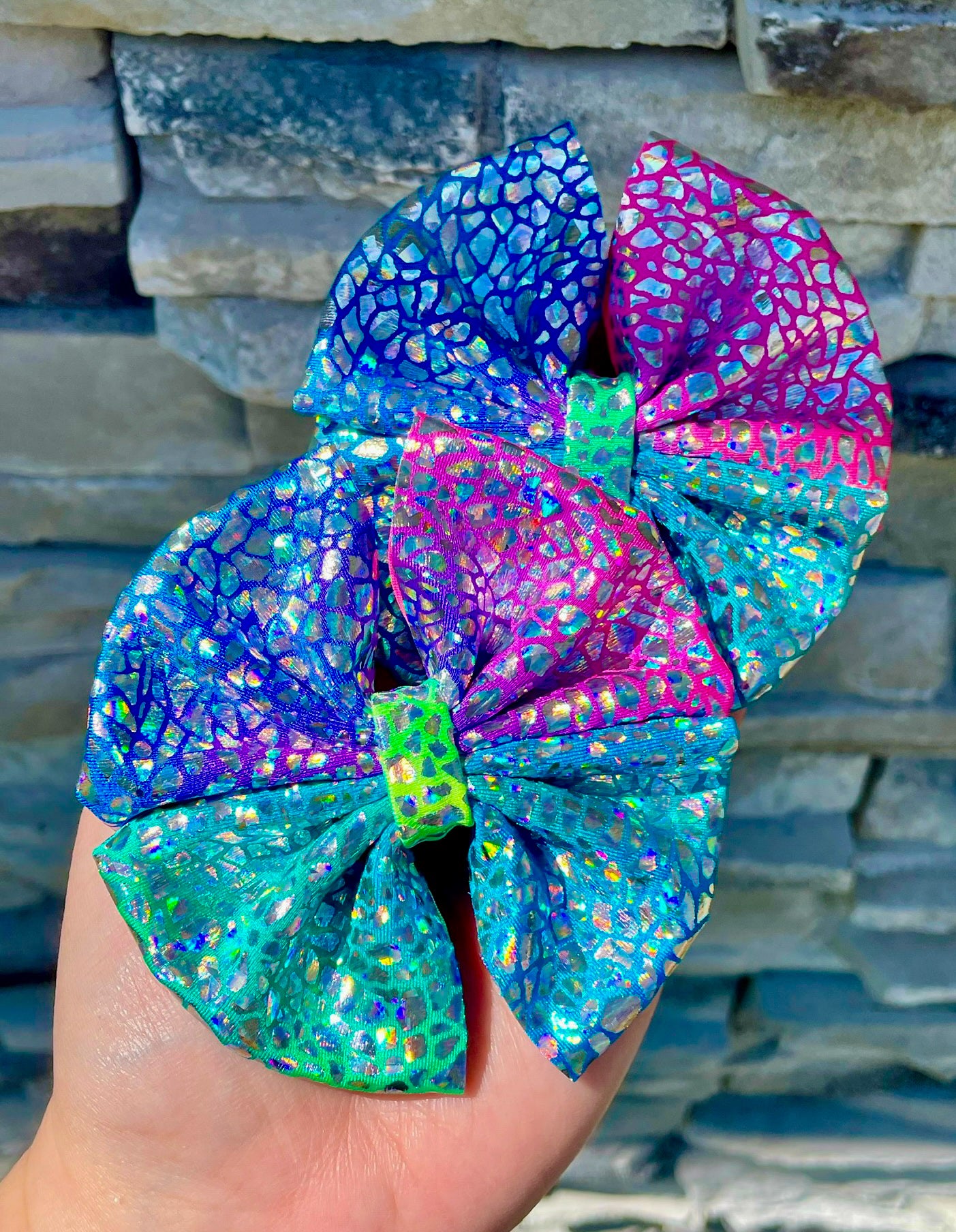 Rainbow Dragonscale Holo Fabric