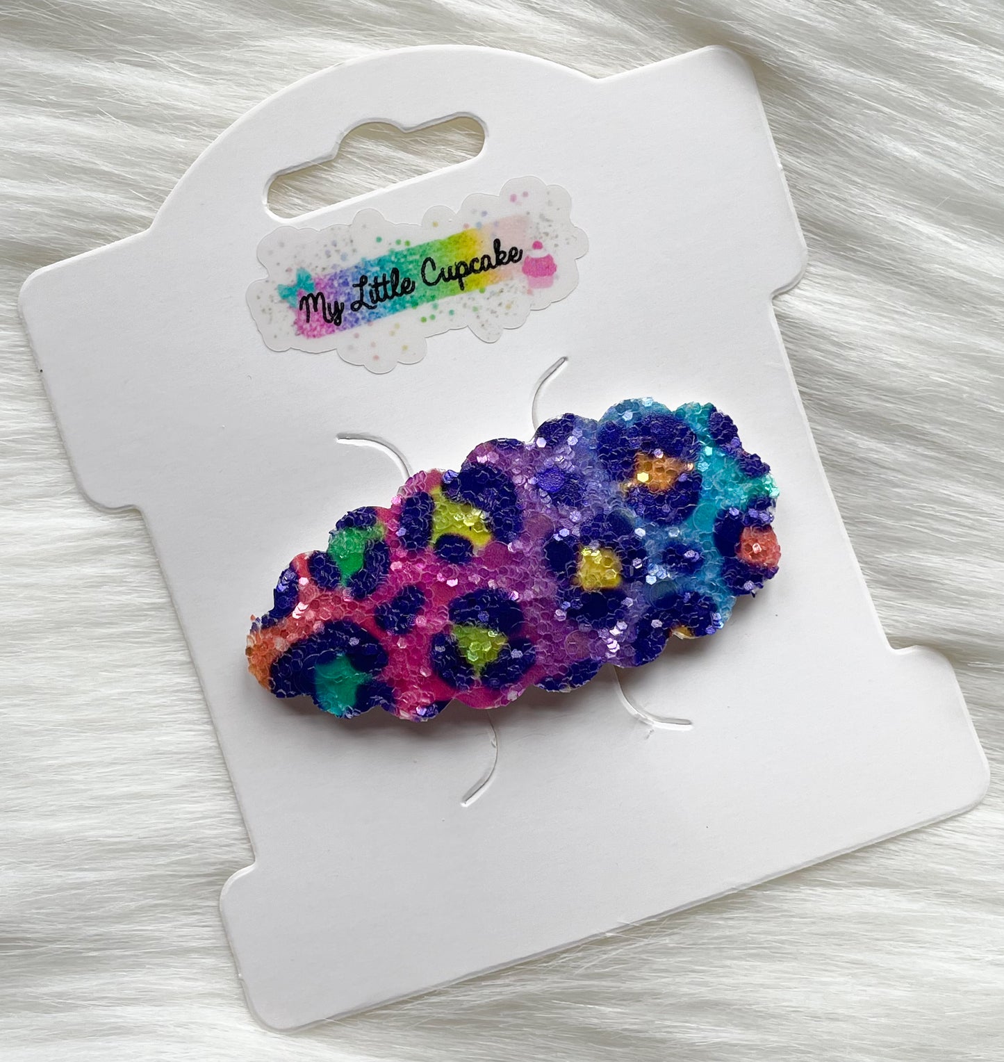 Bright Ombre Cheetah Glitter Snap Clip