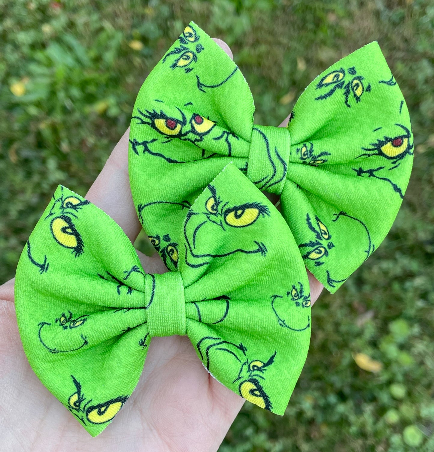 Mean Green Guy Fabric Bow