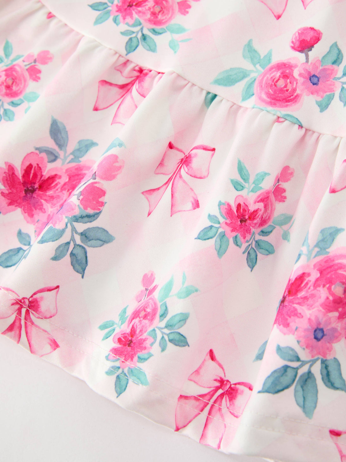 Fall Pink Floral Puff Sleeve Dress