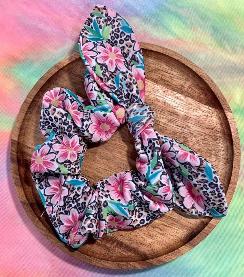 Leopard & Floral Swim Scrunchie