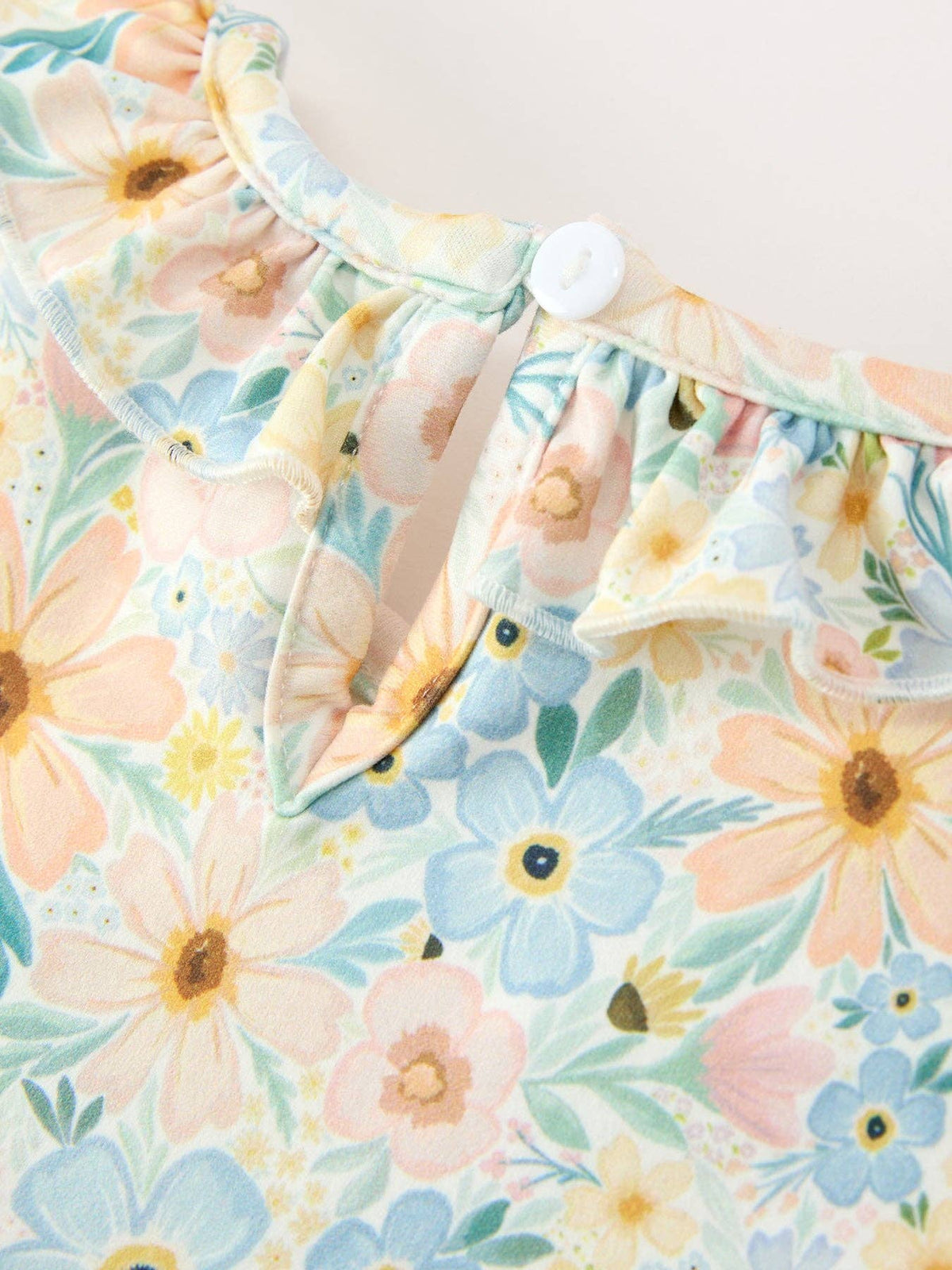 Blue Floral Bow & Lace Dress