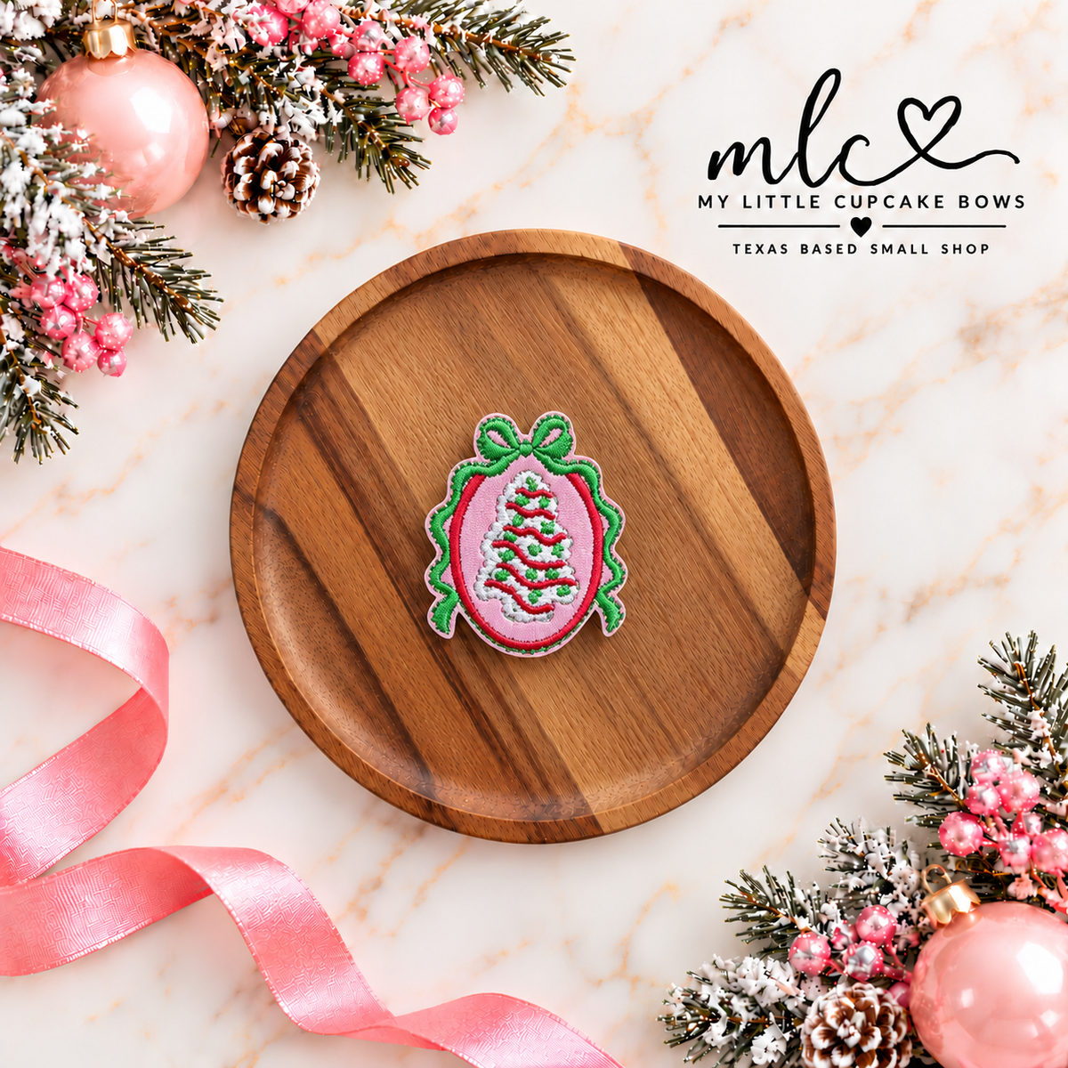 Pink Tree Cake Frame Feltie Clip