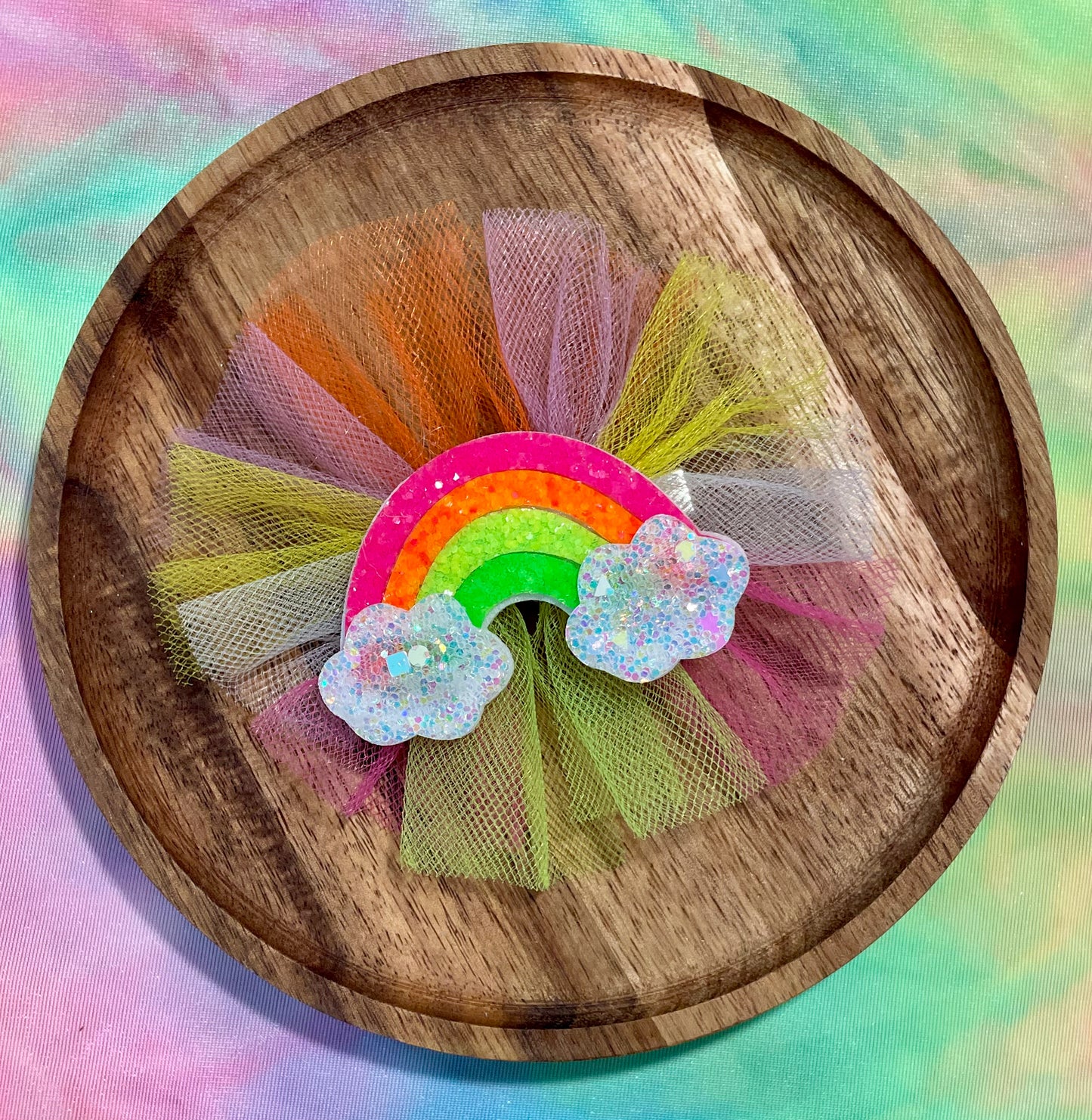 Neon Rainbow Tulle Bow