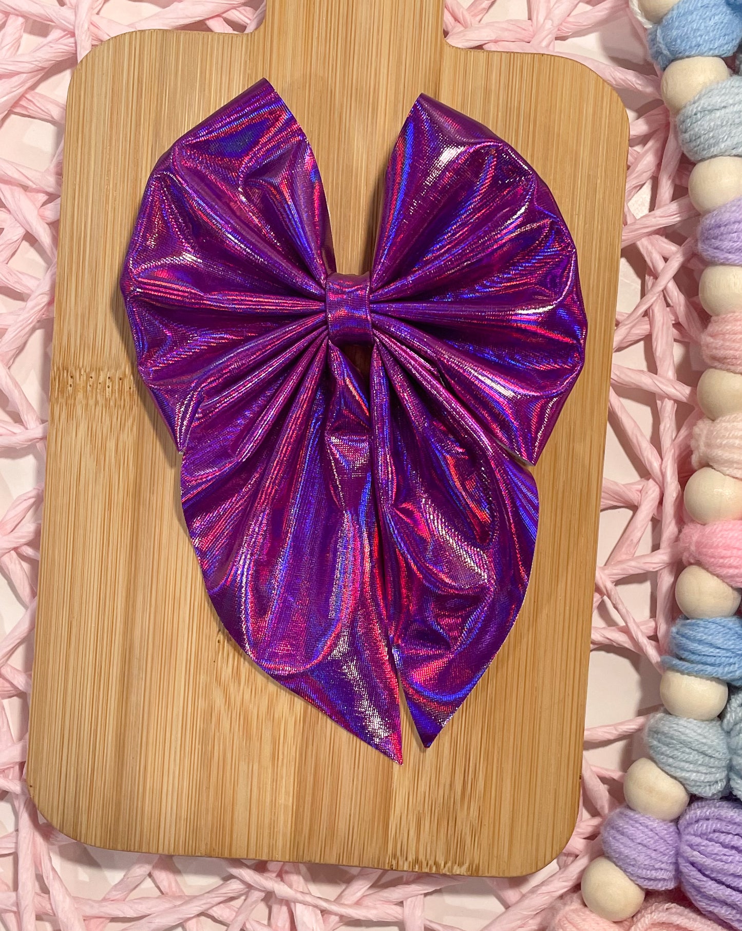 Purple Holo Fabric Bow