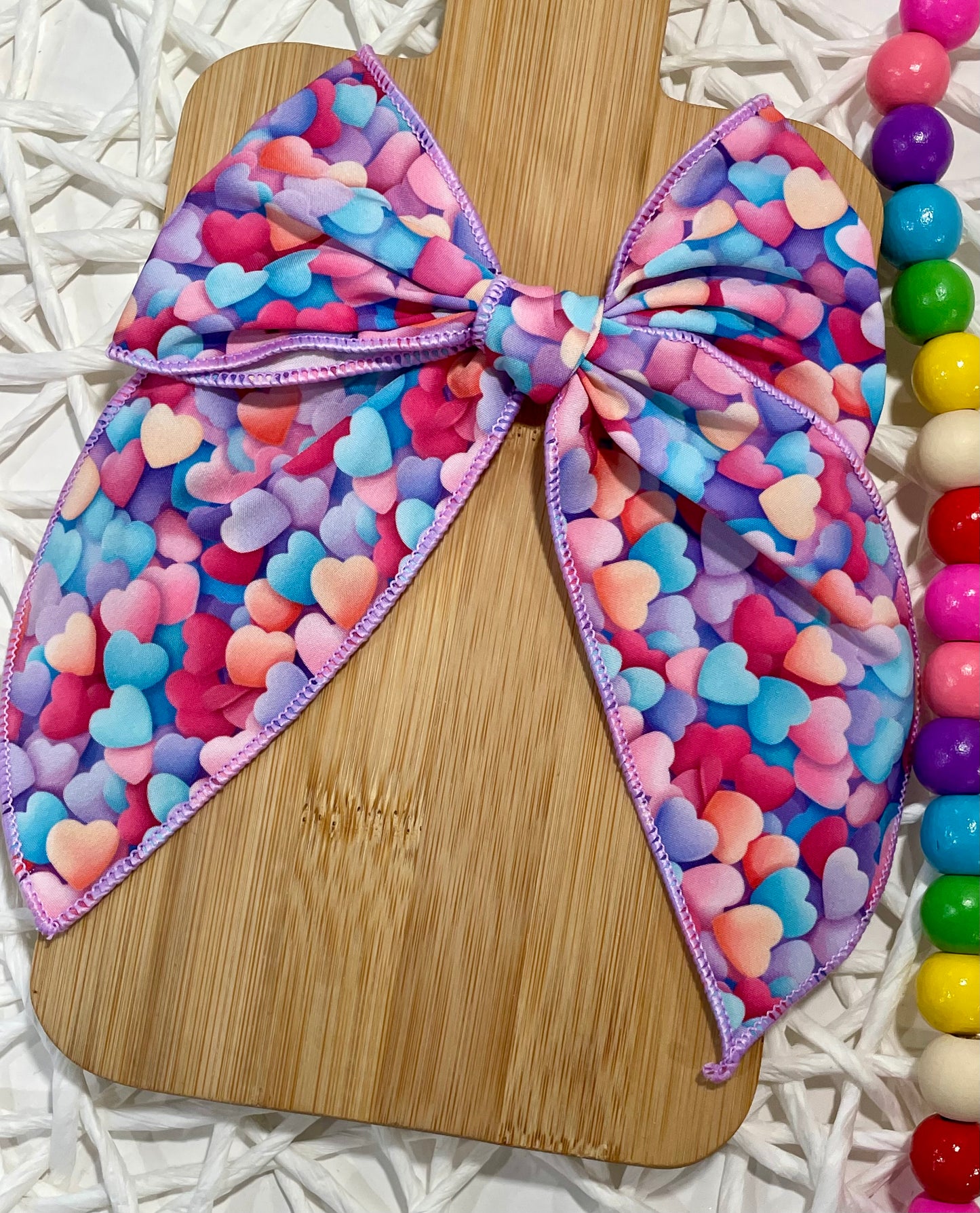 Purple Confetti Hearts 5.5in Serged
