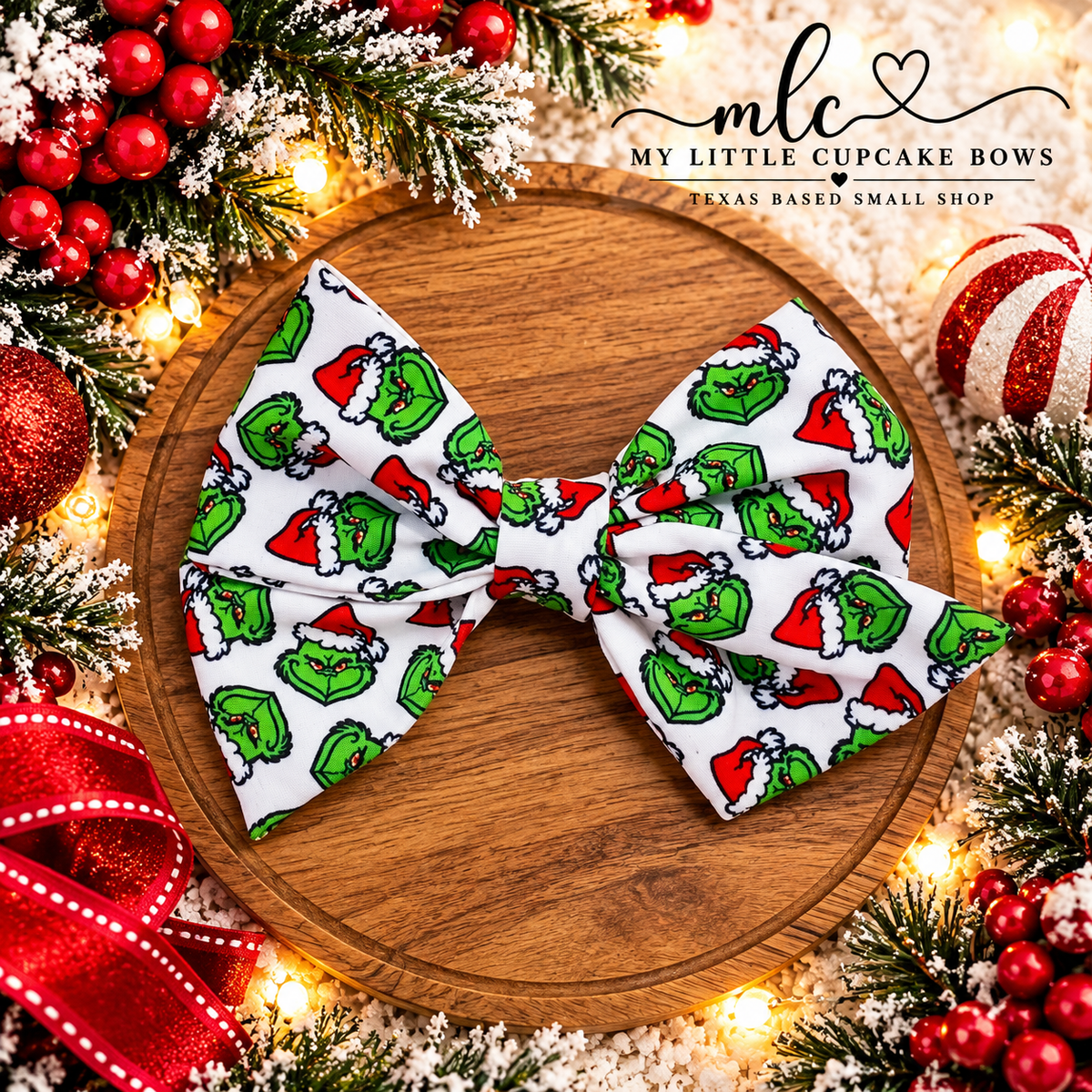Green Guy Faces Hand Tied Bow