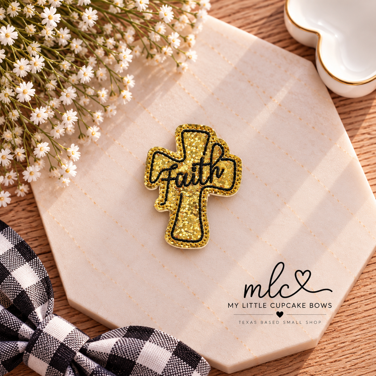 Gold Faith Cross Feltie Clip