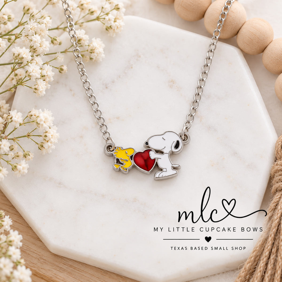 Snoopy & Woodstock Love Necklace