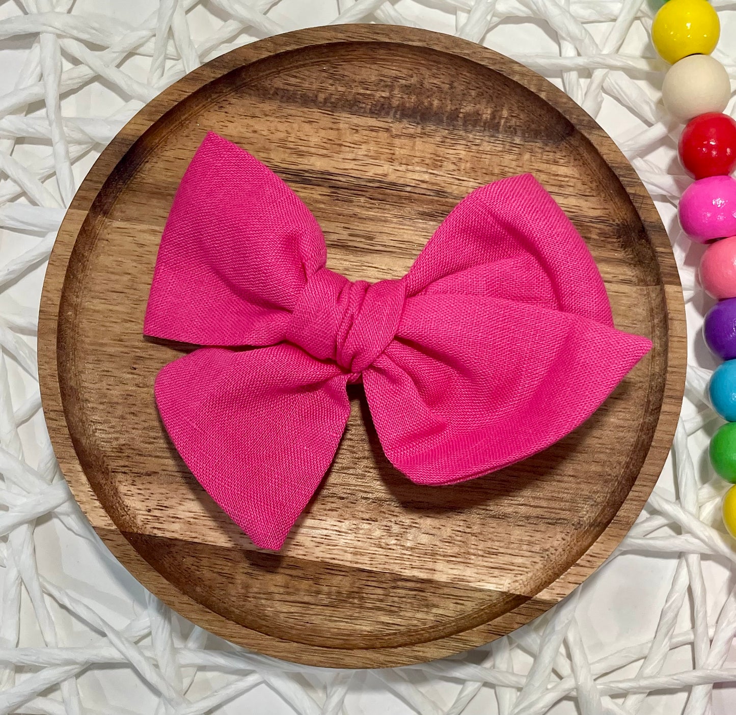 Hot Pink Linen 5in Hand Tied