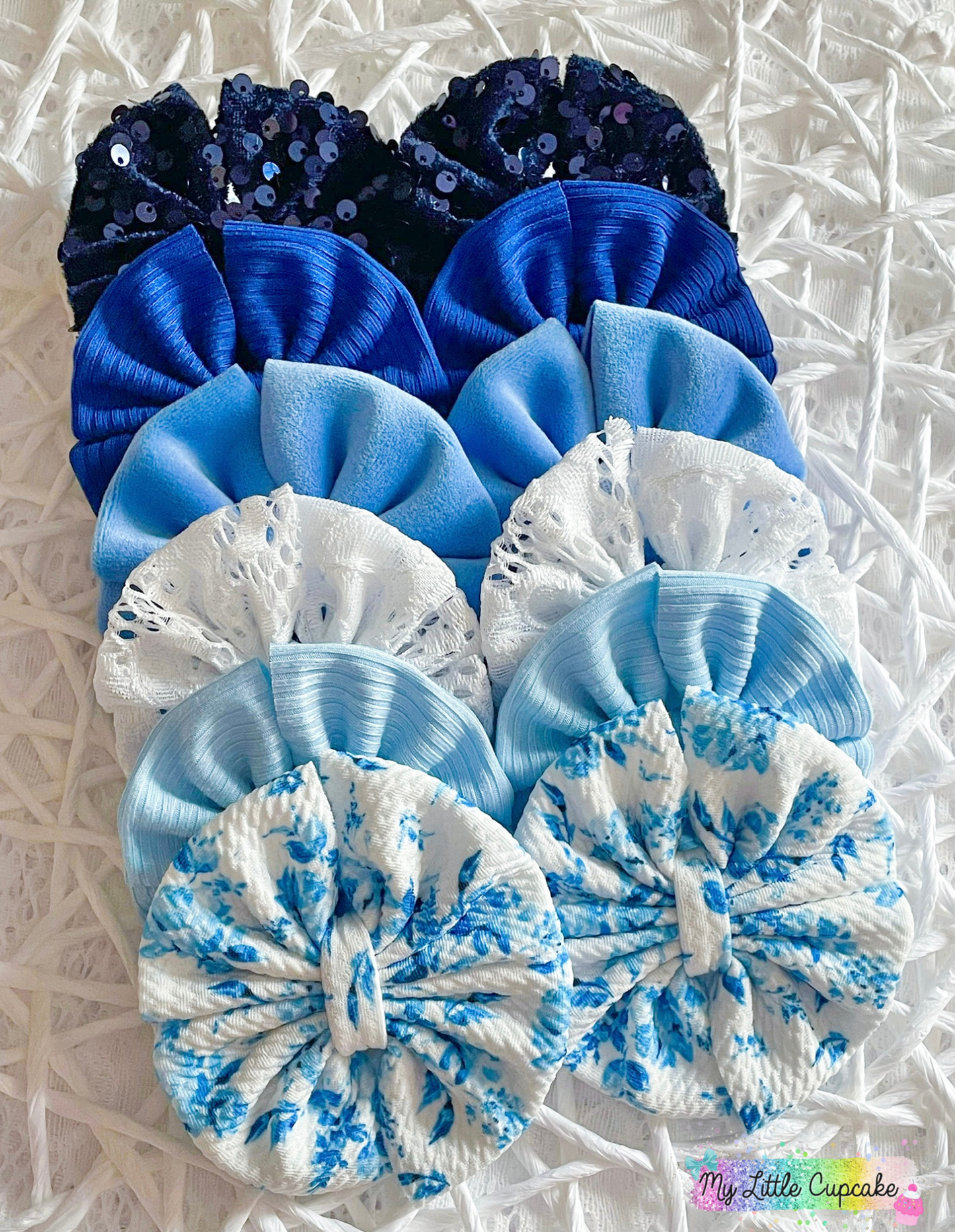 Blue Plushy Velvet Fabric Bow