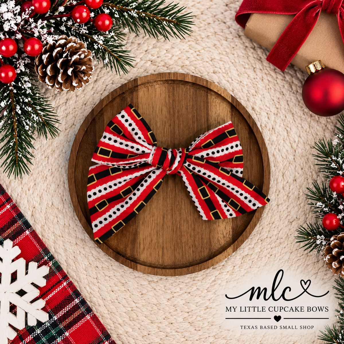 Santa Belt Hand Tied Bow