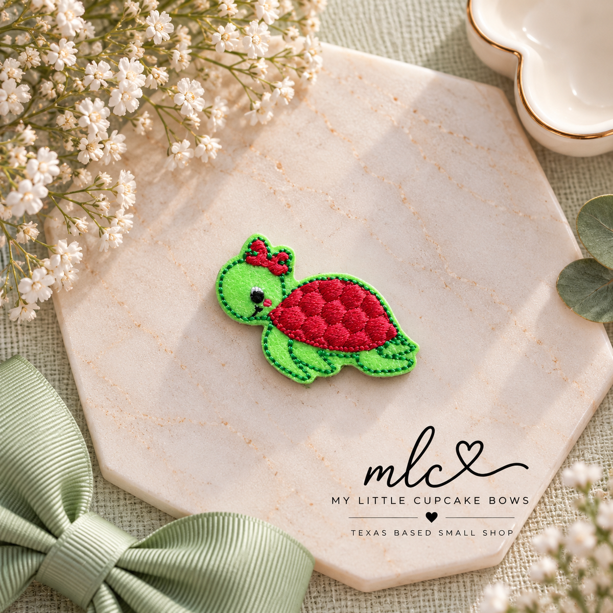 Girly Turtle Feltie Clip