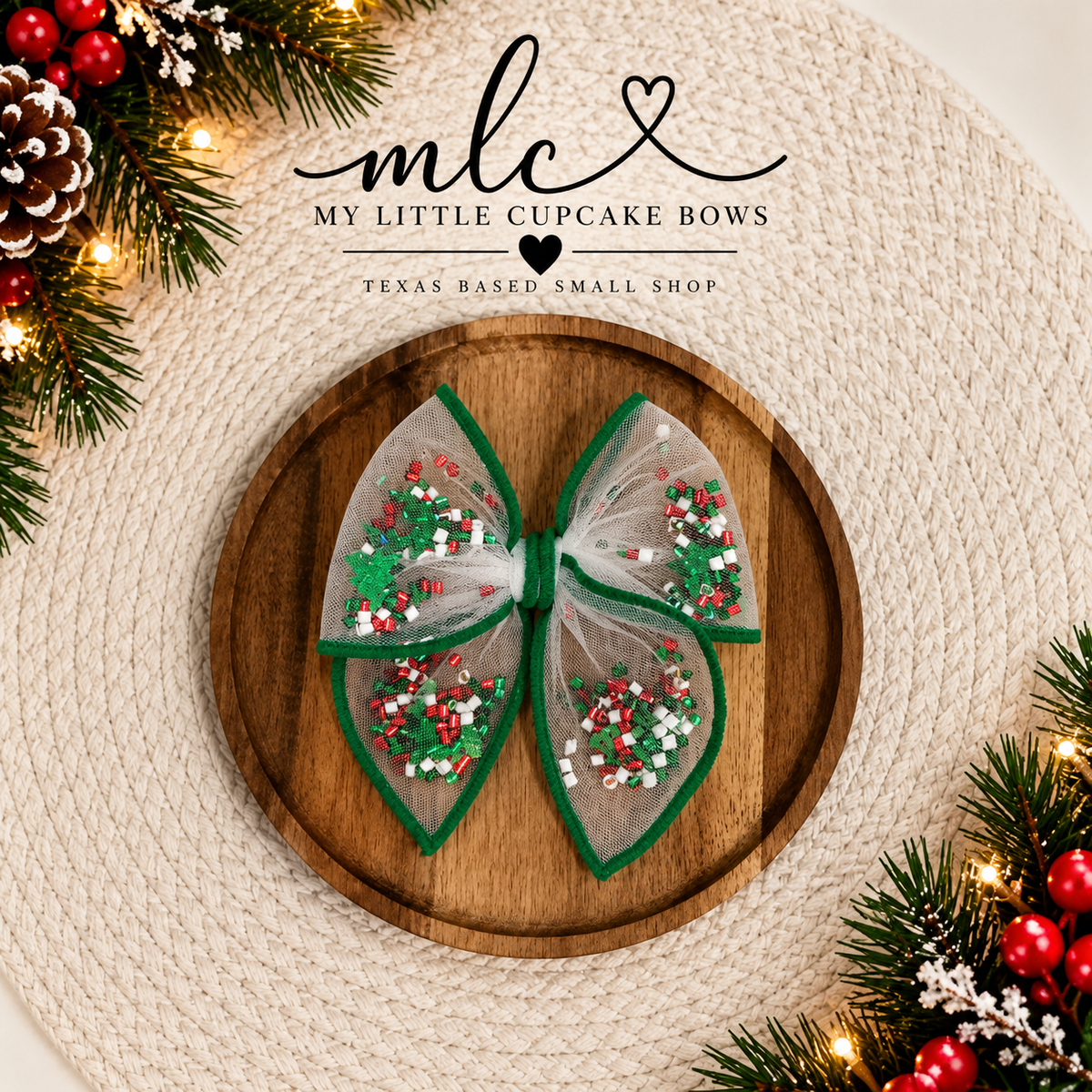 Christmas Confetti Shaker Bow