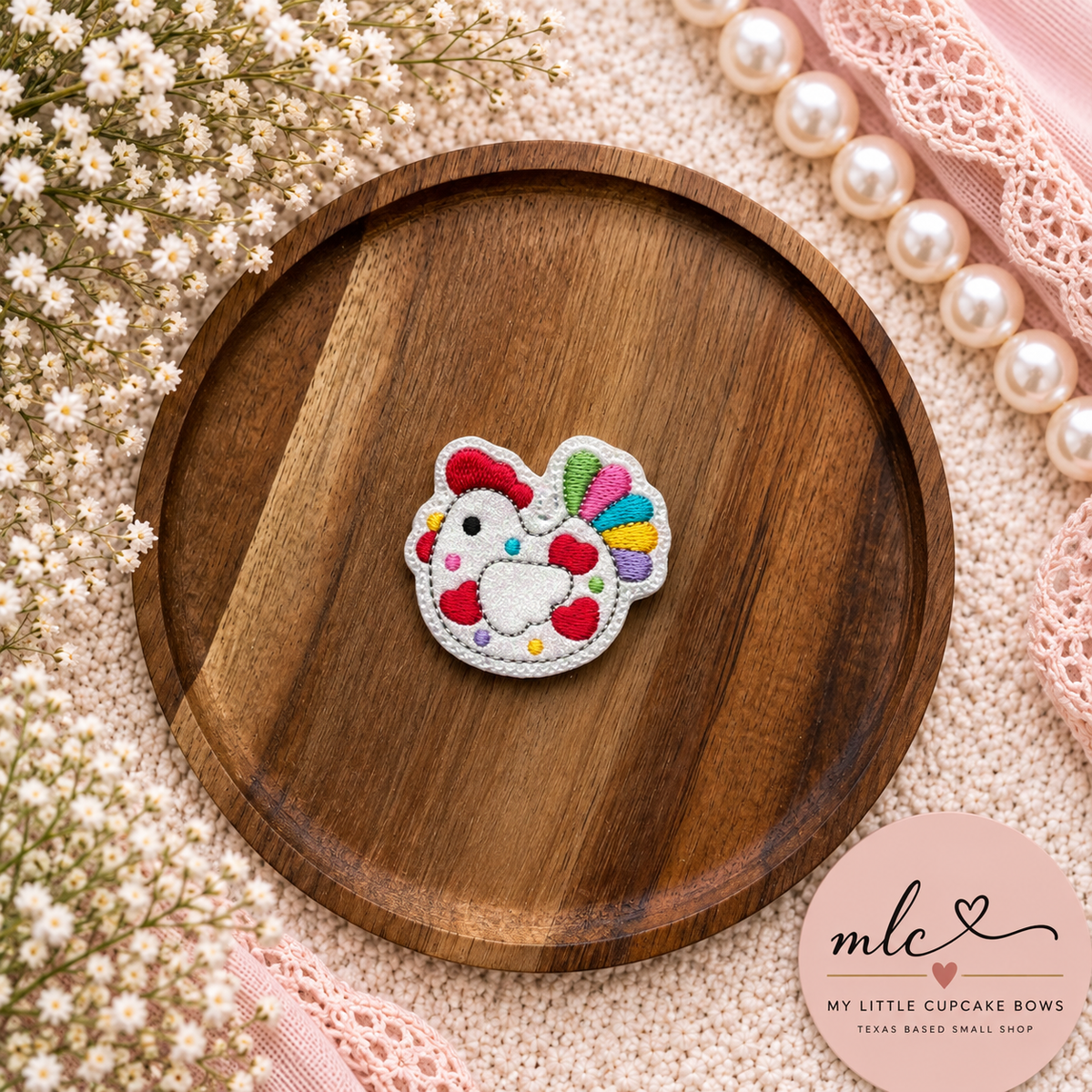 Rainbow Chicken Feltie Clip