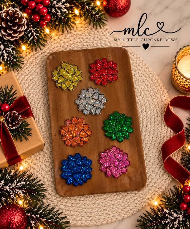 Sparkle Gift Bow Feltie Clips