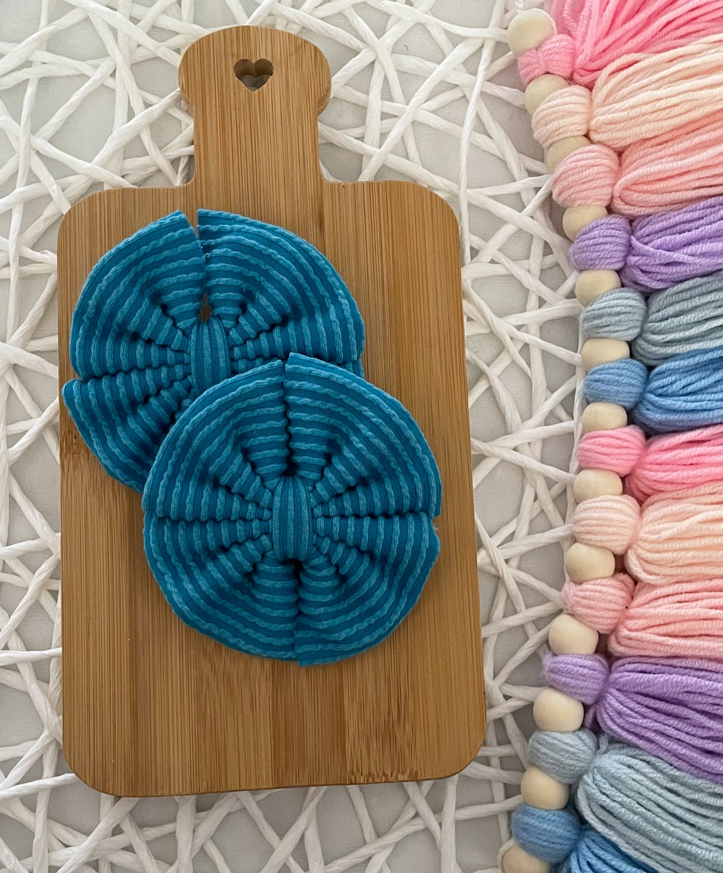 Turquoise Waved Fabric Bow