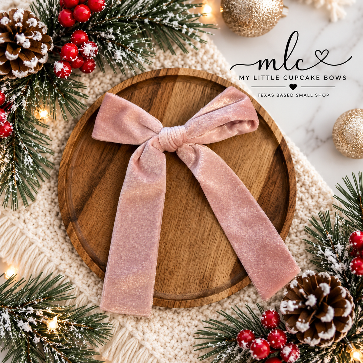 Pale Rose Pink Solid Velvet Long Tail