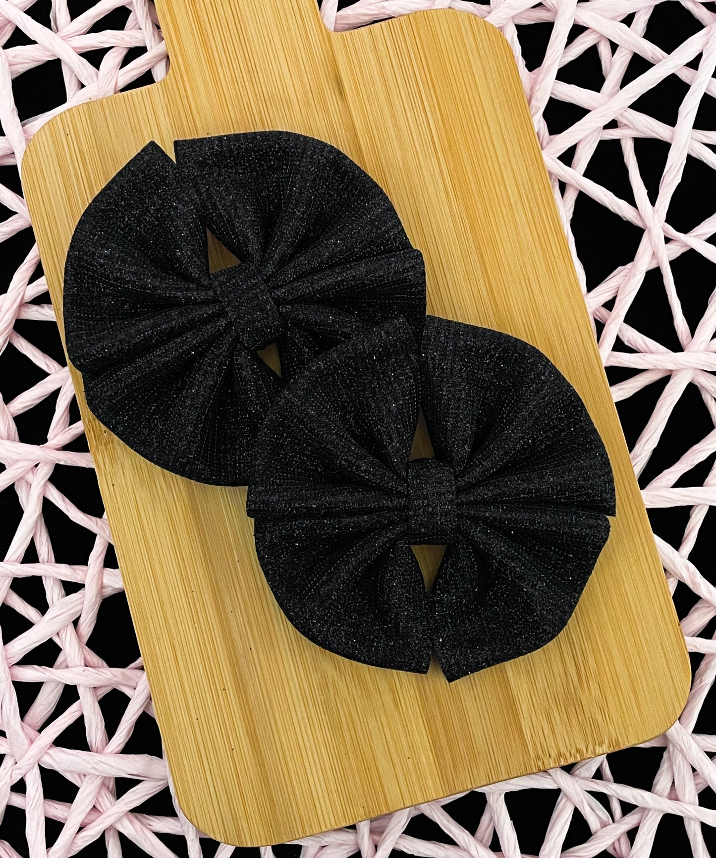 Black Glitter Ribbed Fabric