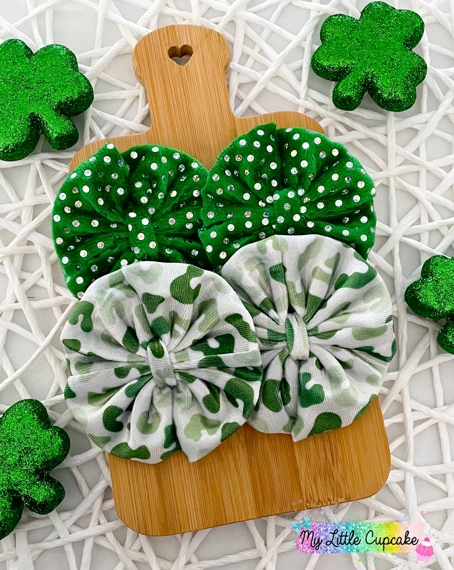 St Patty Leopard Velvet Fabric Bows