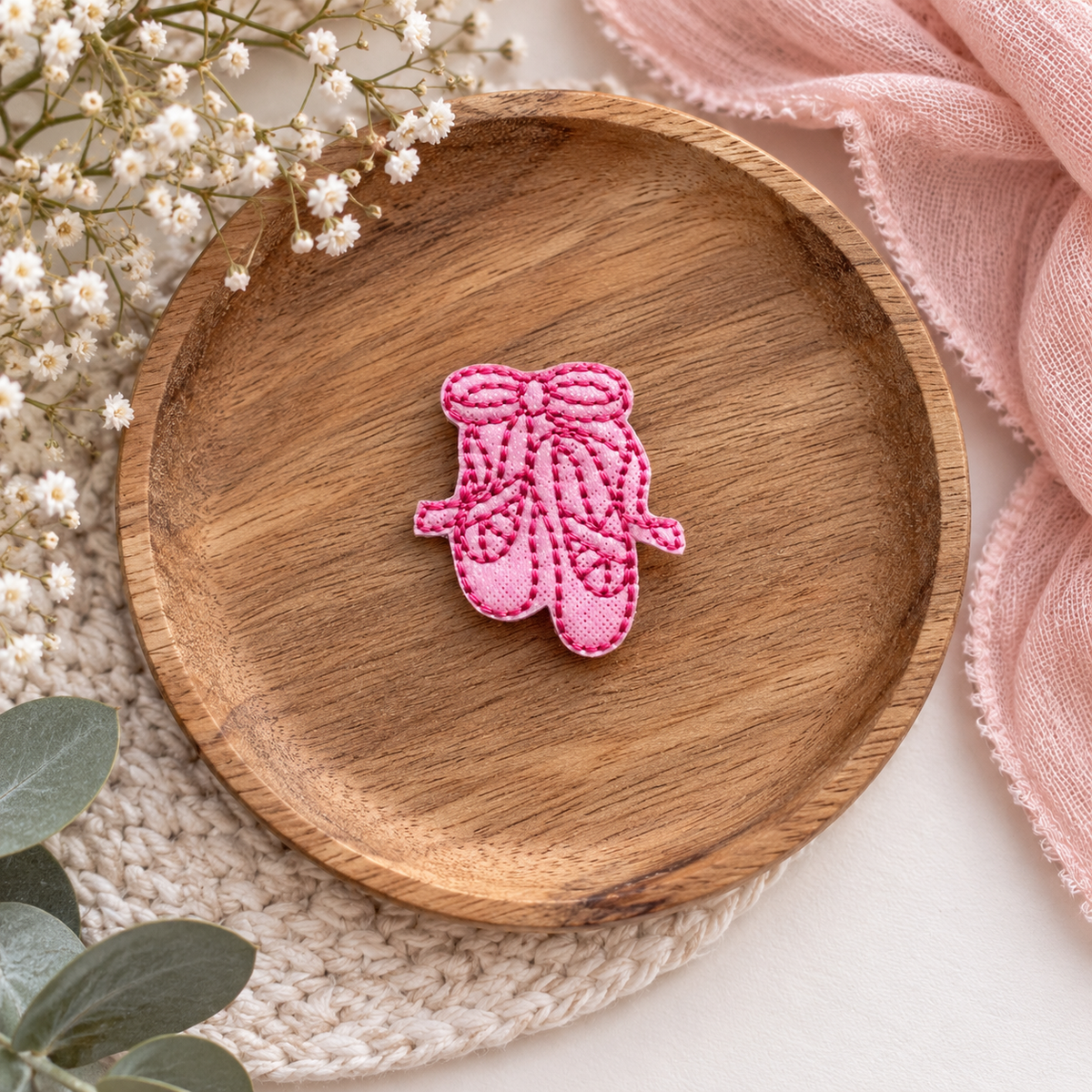 Hot Pink Ballet Slippers Feltie Clip