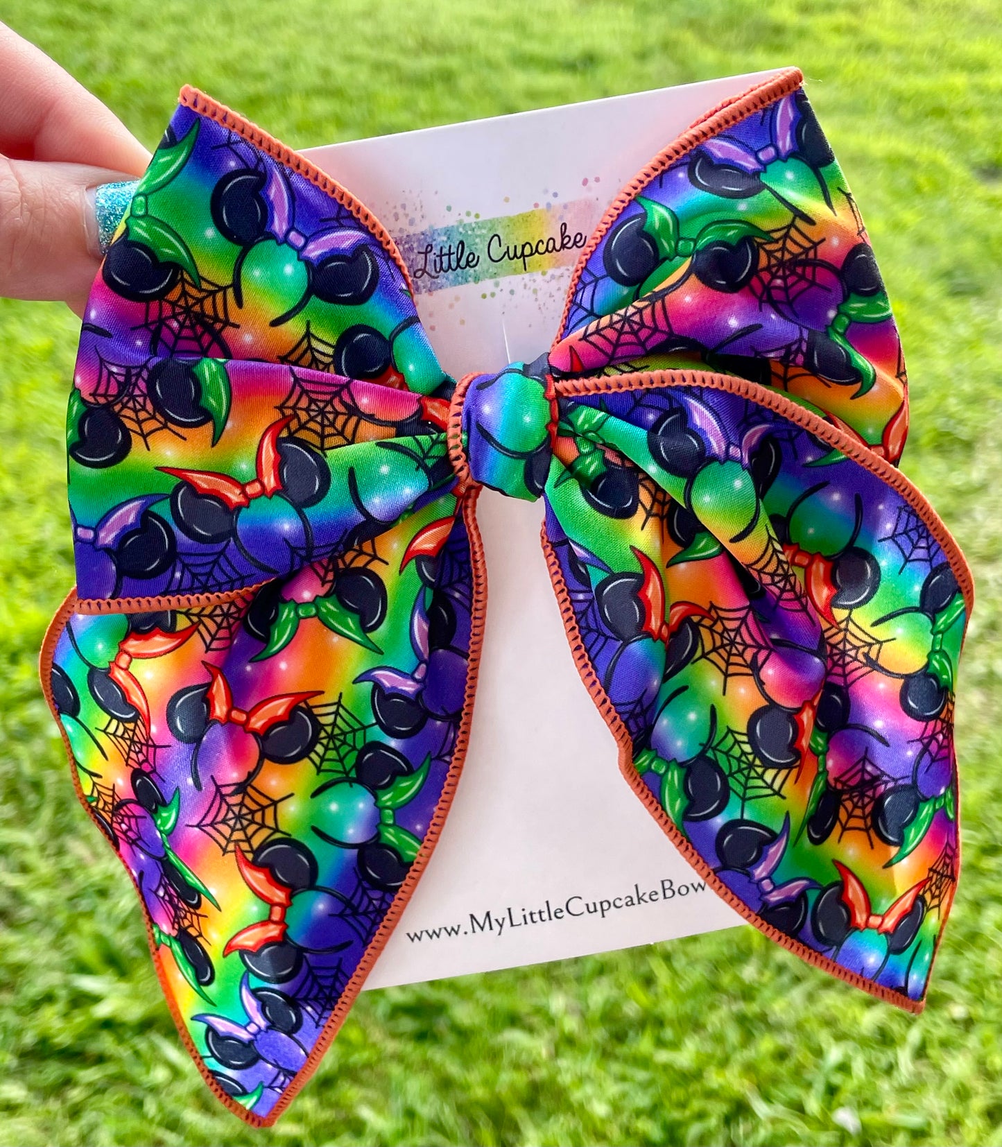 Spooky Mouse Ears Rainbow 5.5in Serged
