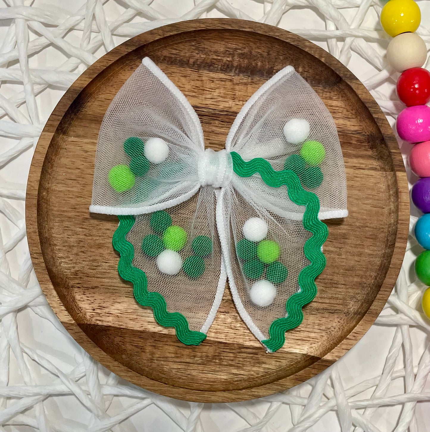 St Patty Pom Fancy Shaker Bow