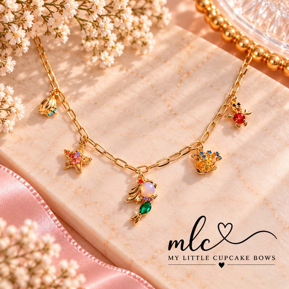 Ariel & Friends Charm Necklace & Bracelet