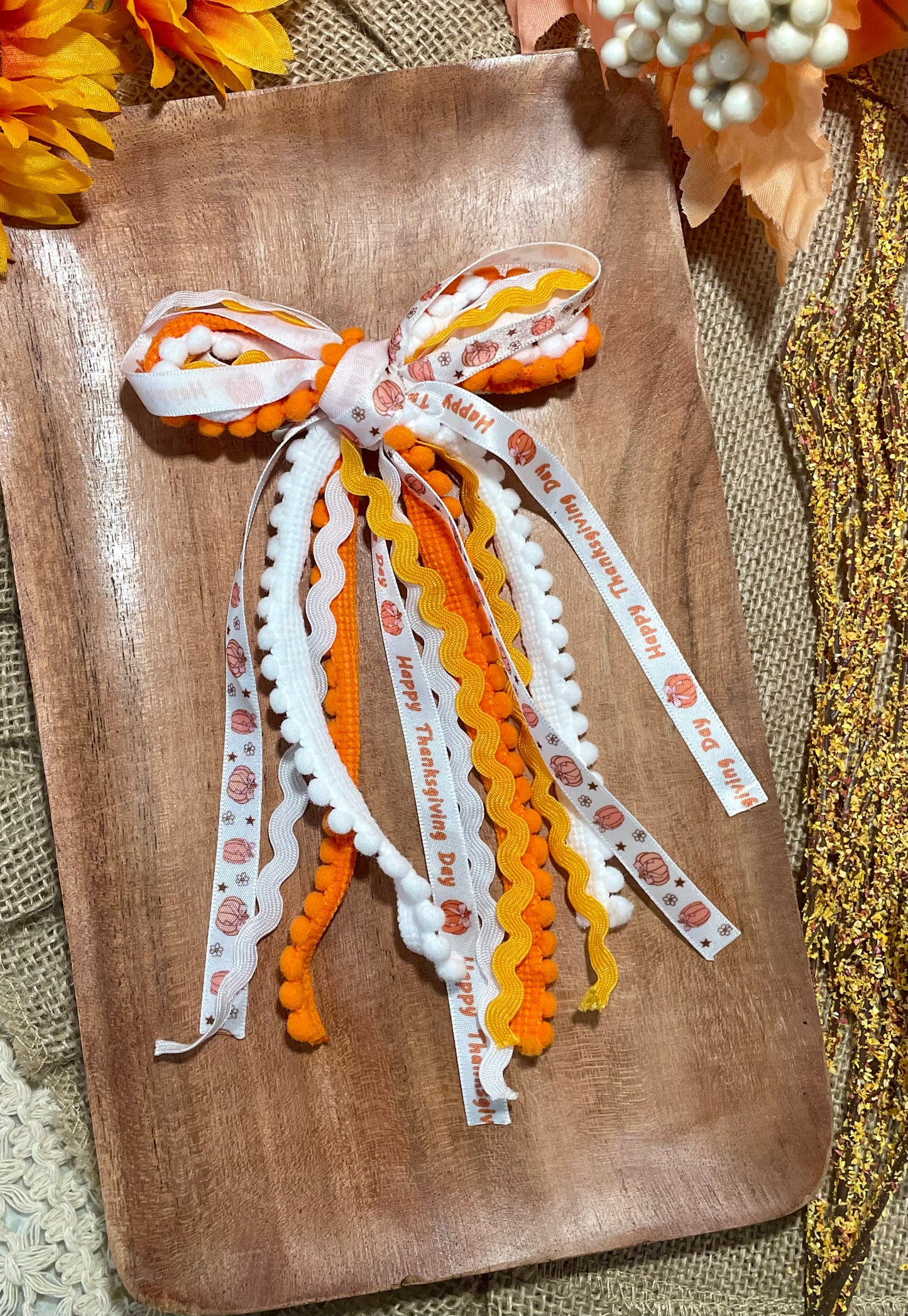 Give Thanks Ribbon Funky Bow