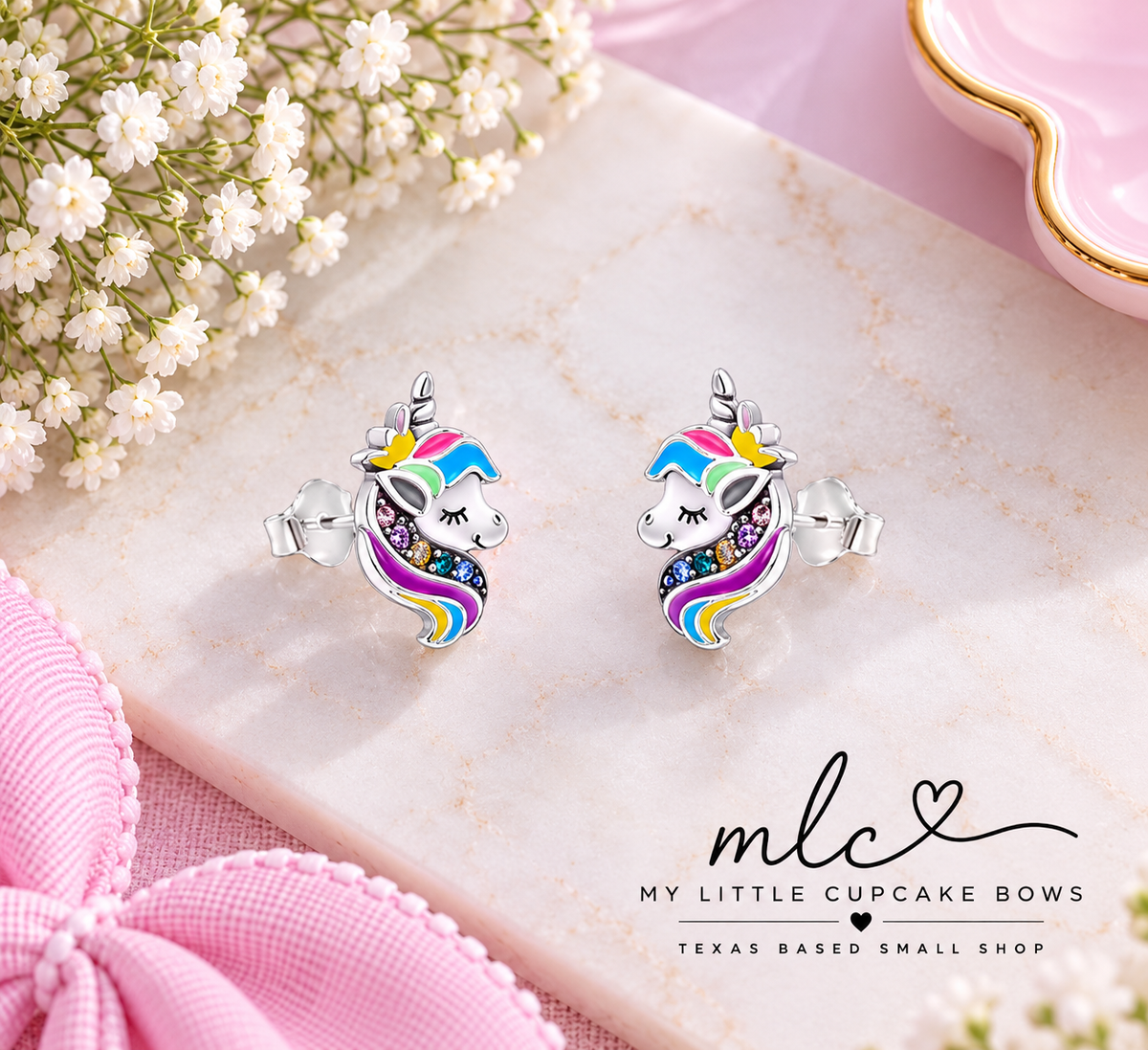 Rainbow Unicorn Earrings Set