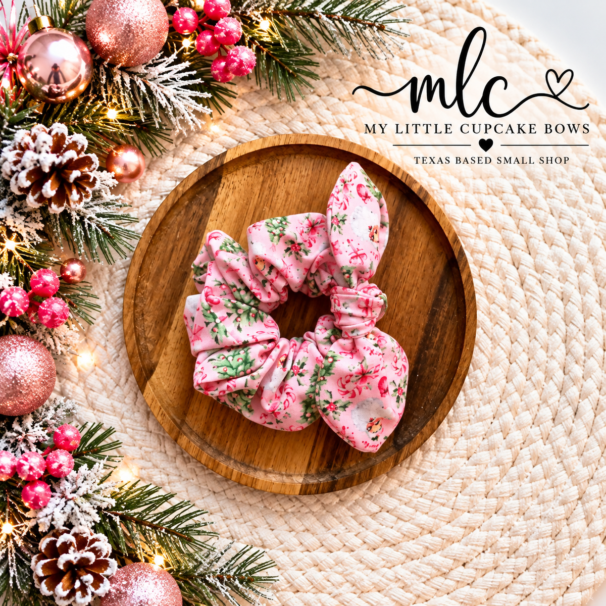 Pink Santa Scrunchie