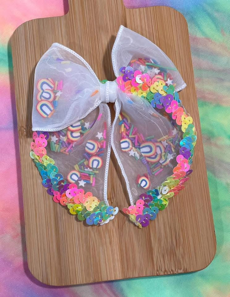 Neon Rainbow Sequin Shaker Bow
