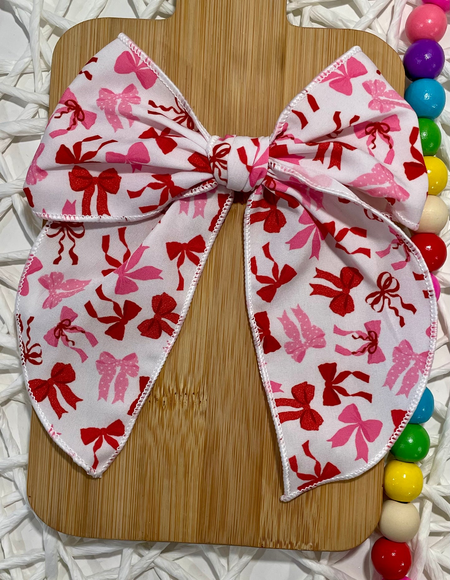 Red & Pink Bows 5.5in Serged