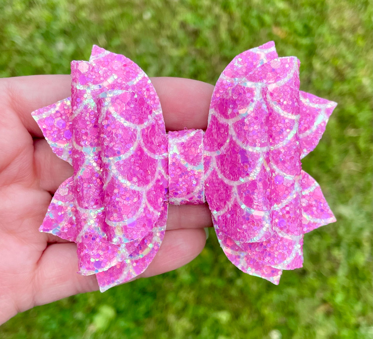 Hot Pink Mermaid Glitter 3.5in Jasmine Bow