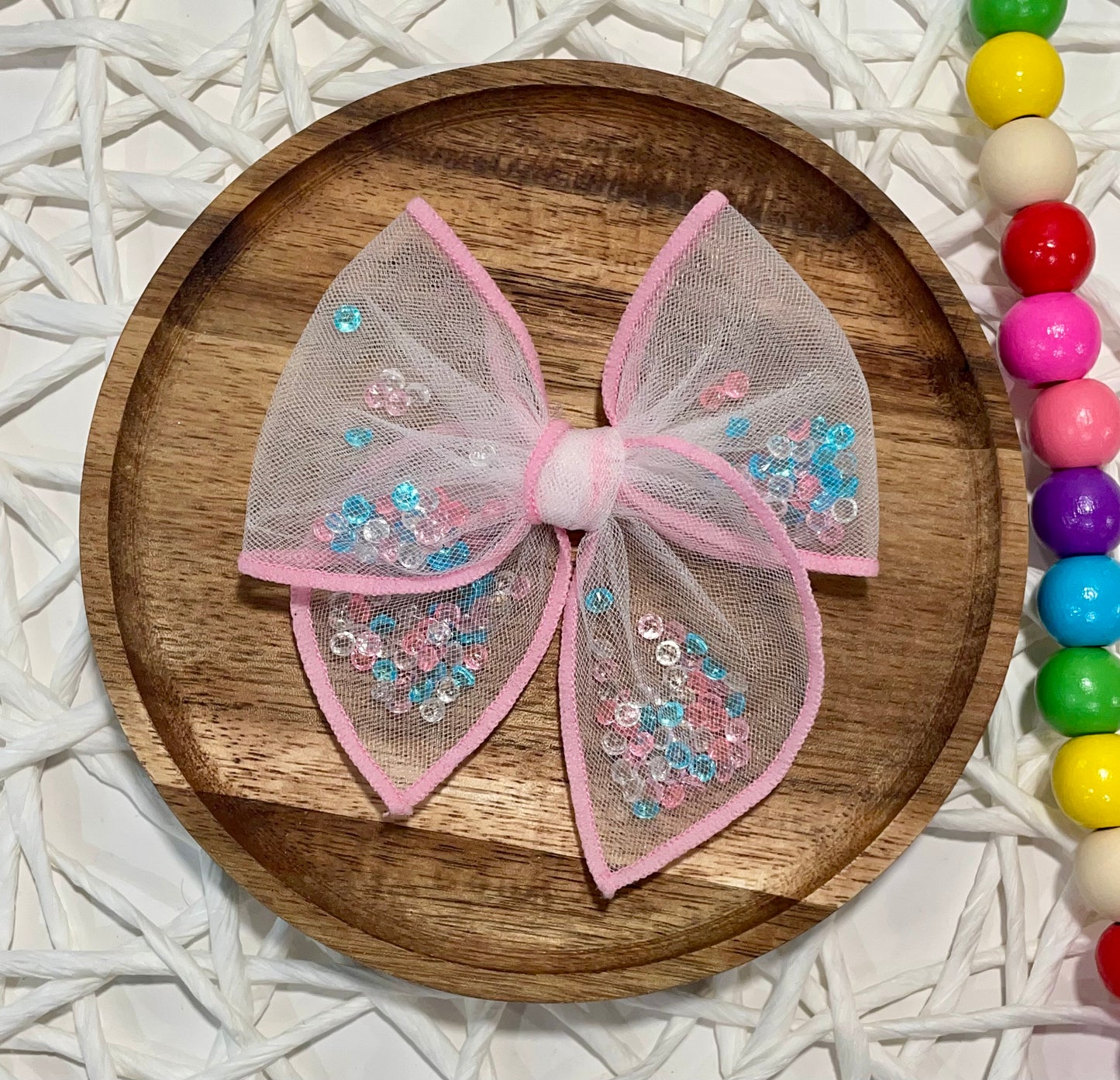Pink & Blue Sparkle Shaker Bow