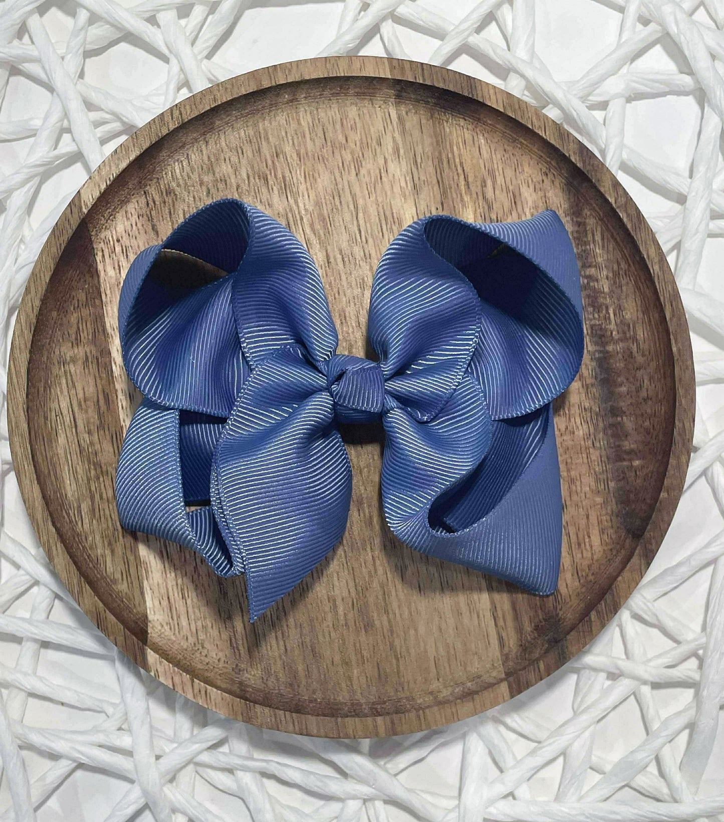 Solid Steel Blue 4in Ribbon Bow