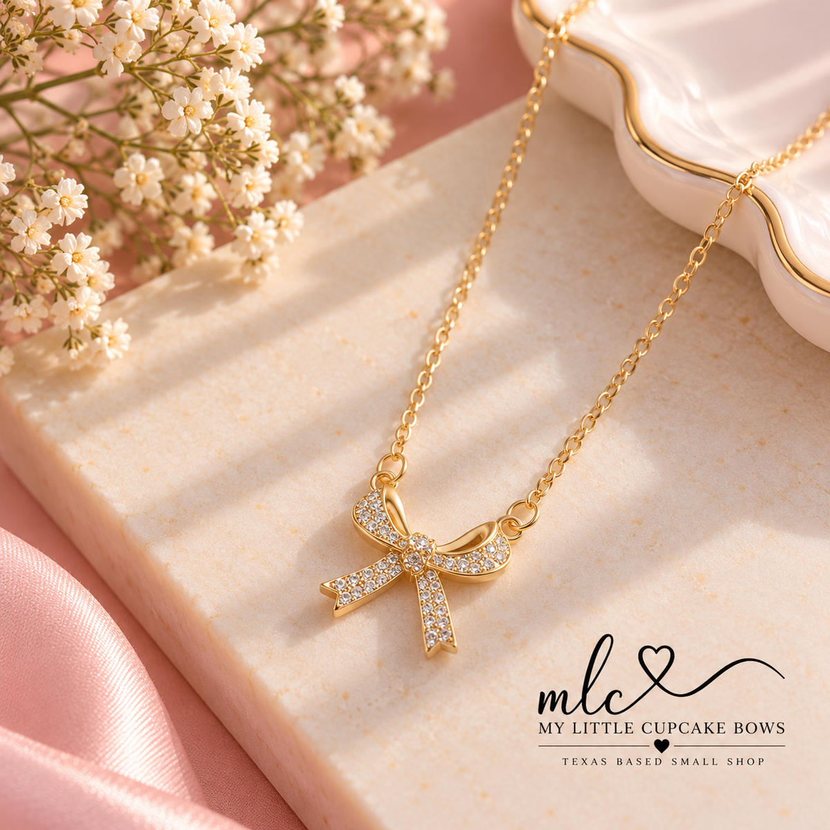 Sparkling Bow Necklace